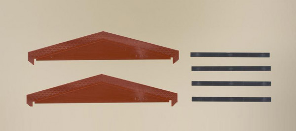 Auhagen 80418 - Brandschutzmauern rot, 2 Mauern mit Abdeckung, je 114 x 26 x 4 mm