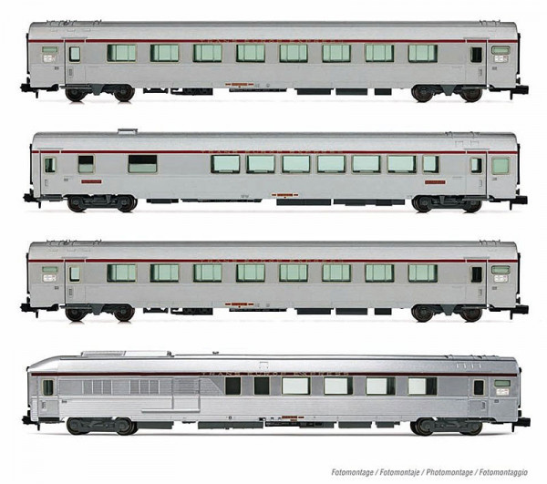 Arnold HN4499 - SNCF, 4-tlg. Set klimatisierter Reisezugwagen der Bauart „Mistral ´69“, TEE „Jules V