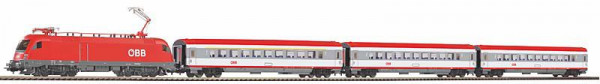 Piko 97947 - Start Set ÖBB Ellok + 3 IC Personenwagen Taurus Ep.5, mit Bettungsgleis