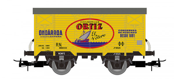 Electrotren HE6092 - R.N., 2-achs. J-Güterwagen, Lackierung „Conservas Ortiz“