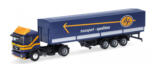 Herpa 319638 - MAN F 90 Planen-Sattelzug "ASG" (S)