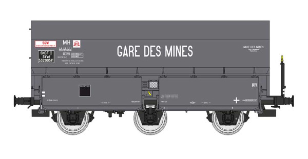 REE WB-965 - SNCF Selbstentladewagen MH45 grau Ep.3, "GARE DES MINES’", Koksladung