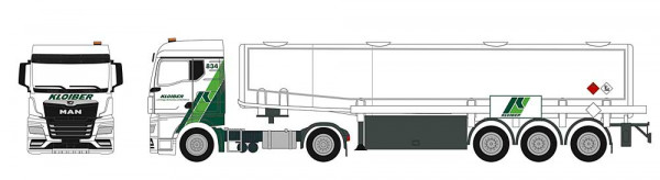 Herpa 952033 - MAN TGX GM Benzintank-Sattelzug "Kloiber"