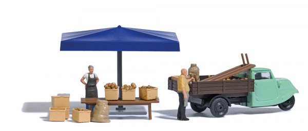 Busch 7914 - A-Set: Marktstand Kartoffeln