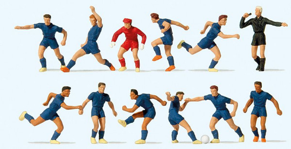 Preiser 10759 - Fußballmannschaft, blaue Trikots und Hosen