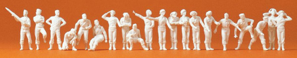 Preiser 16515 - Panzerbesatzungen Deutsches Reich 1939-45 20 unbemalte Miniaturfiguren Bausatz Mater