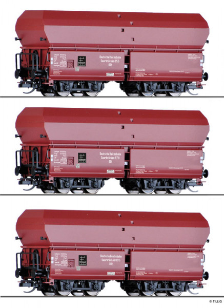 Tillig 01138 - Güterwagenset der DRG, bestehend aus drei Selbstentladewagen OOt Saarbrücken, Ep. II