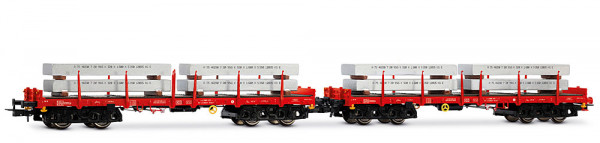 Rivarossi HR6702 - DB AG Set 2-teilig Rungenwagen Rmms, verkehrsrot, beladen mit Aluminiumblöcken Ep