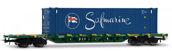 Jouef HJ6329 - CEMAT, Containerwagen der Bauart Sgnss, grün, mit 45´-Container „Safmarine“