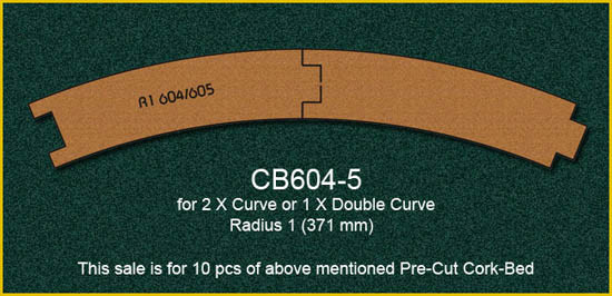 Proses PCB-604-5 - Korkgleisbett für gebogene Gleise R604 - 605, R1 10 x vorgefertigt