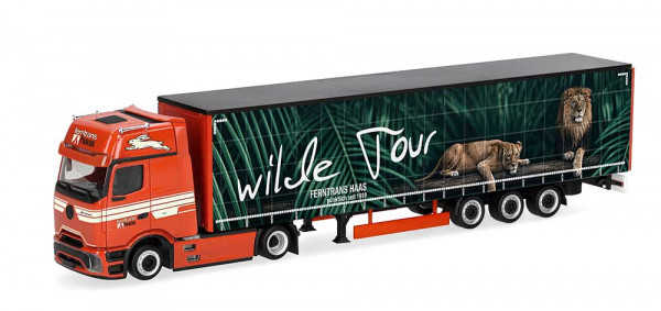 Herpa 322423 - Mercedes-Benz Actros L ProCabin Gigasp. Lowliner-Gardpl.-Szg. "Ferntrans Haas/Wilde T