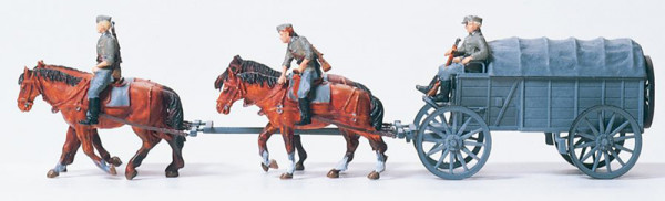 Preiser 16512 - Schwerer Heeresfeldwagen Hf. 2 Deutsches Reich 1935-45 5 unbemalte Miniaturfiguren,