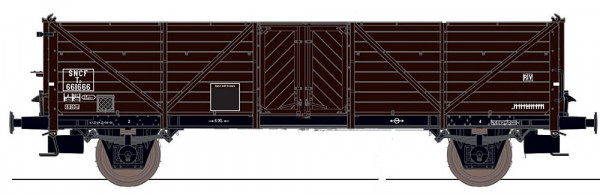 Exacttrain 20341 - SNCF offener Güterwagen Omm34 Klagenfurt mit Holztür Ep.3, franz. Radlager