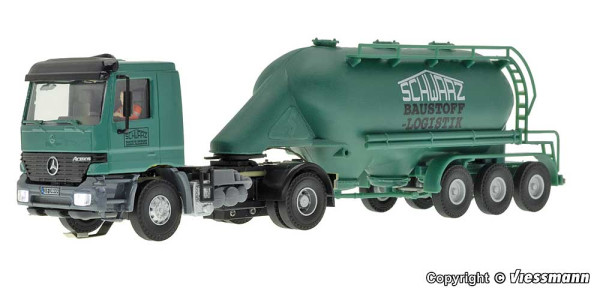 Viessmann 8122 - MB ACTROS 2-achs Zugmaschine mit Schwarzbau Siloauflieger SL 337, Funktionsmodell