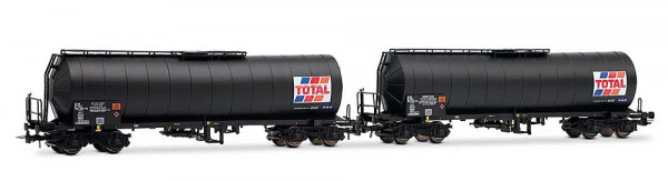 Jouef HJ6323 - SNCF Set 2-teilig Isolierkesselwagen 4-achsig „TOTAL France“, schwarz Ep.4