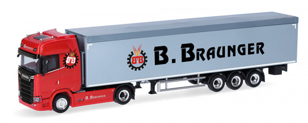 Herpa 321136 - Scania CS 20 HD Schubboden-Sattelzug "Braunger"
