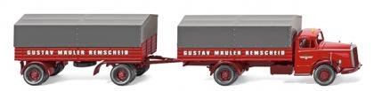 Wiking 085905- MB L 6606Pritschenhängerzug "Spedition Gustav Mäuler", Baujahr 1950