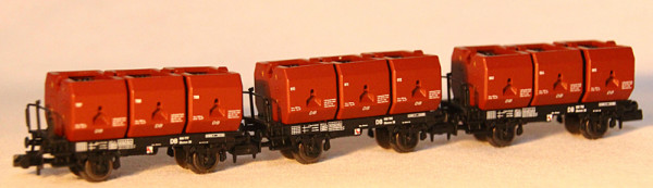 NME 201309 - DB Set Kohlekübelwagen Okmn 38 3 tlg. Ep.3, beladen mit je 3 Kübeln