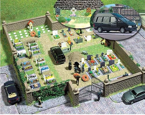 Busch 6049 - Bausatz für einen Friedhof ideale Ergänzung zu Kirchen, Kapellen usw.