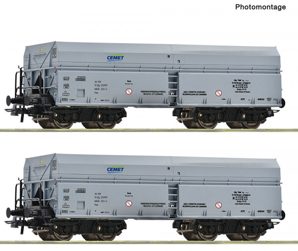 Roco 6600328 - EINSTELLER 2er Set Selbstentladewagen CEMET E6