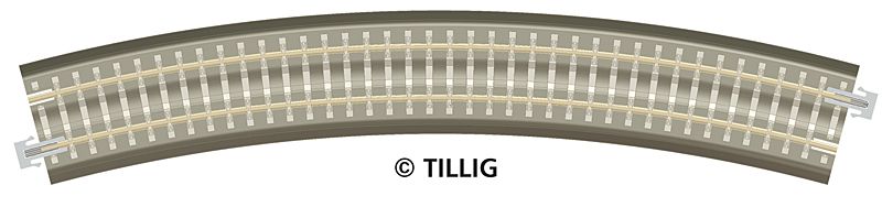 83107 TILLIG Modellgleis Gebogenes Gleis, R 22, R 353 Mm / 15 ° TT