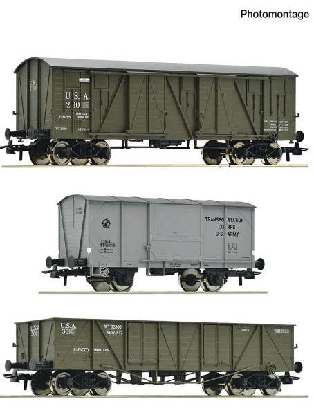 Roco 6600367 - US 3er Set Güterwagen USATC E2