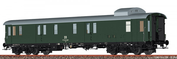 Brawa 58311 - DR Gepäckwagen Dge mit Dachkanzel Ep.4, inkl. LED-Innenbeleuchtung