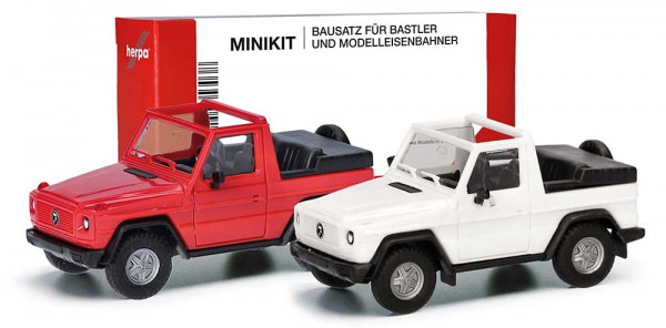 Herpa 012744 - MiniKit 2er Set Puch G-Klasse (´89), offen rot/weiß