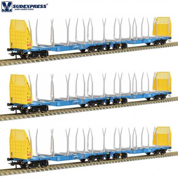 Sudexpress S4657006 - ÖBB Set 3-teilig Doppel Holztransportwagen Sggmrrs 90´ GigaWood Ep. 6