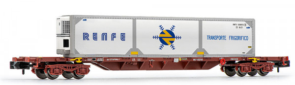 Arnold HN6728 - RENFE, MMC3-Containerwagen, braune Farbgebung, beladen mit „RENFE”-Kühl-Wechselbehäl
