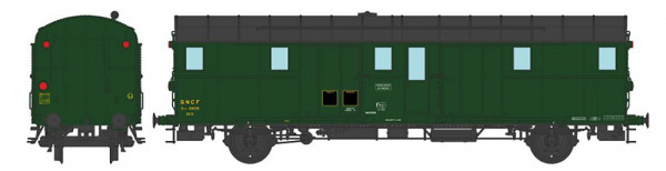 REE VB-314 - SNCF Gepäckwagen OCEM32 Ep.3b, Region-Süd-West, Dach schwarz, Stirnwand grün, 3 Schluss