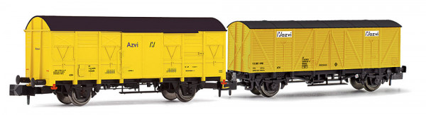 Arnold HN6517 - AZVI Set 2-teilig gedeckte Güterwagen gelb Ep.5-6