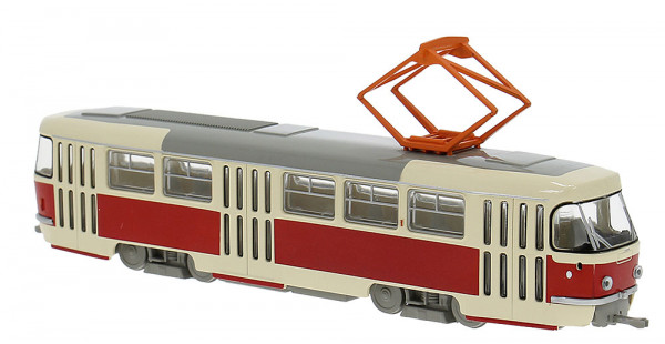 Brekina 64500 - Tatra T3/T4, hellbeige/rot, 1970