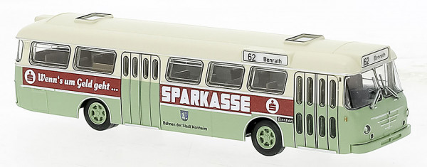 Brekina 59383 - Büssing Senator 12 D 1962, Monheim - Sparkasse,