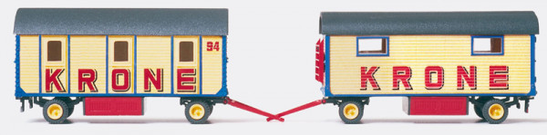 Preiser 21050 - Mannschaftswagen 6mtr. mit Runddach, 3 Abteile und Packwagen 6mtr. mit kleinen Fenst