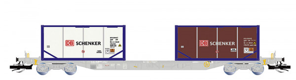 Arnold HN9768 - 4-achs. Containerwagen, graue Farbgebung, beladen mit 2 x 20´-Tankcontainer „DB SCHE
