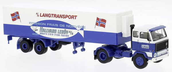 Brekina 85684 - Volvo F 89 Koffer-SZ 1972, Langtransport - Hallvard Leröy,