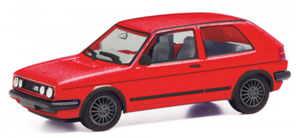 Herpa 430838-004 - VW Golf II Gti, tornadorot metallic (Felgen anthrazit)