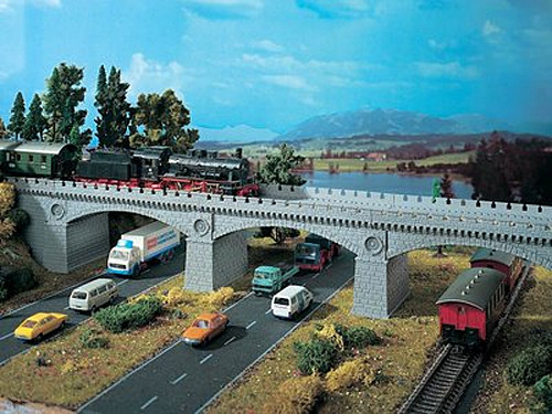 Vollmer 42551 - Steinbogenbrücke 400x77x102 mm Fahrbahnbreite 40 mm passend für Märklin C-Gleis