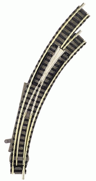 Fleischmann 9169 - Bogenweiche für Handbetrieb mit stromleitendem Herzstück rechts "denkend"