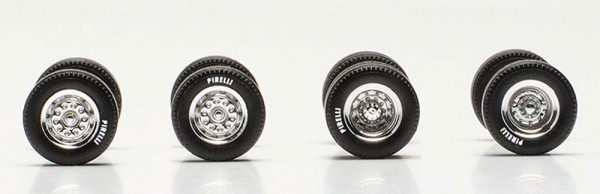 Herpa 054348 - Zubehör Radsatz chrom "PIRELLI" (1xLenk/1xLift/2xAntrieb/3xAuflieger)