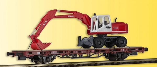 Kibri 26258 - DB Flachwagen Kls442 Ep.5, beladen mit Atlas Radbagger, Fertigmodell