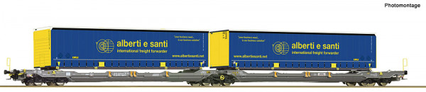 Roco 6600137 - SBB Hupac Doppeltaschen-Gelenkwagen T3000e Ep. 6, 2x 45`Wechselbrücken "Alberti e San