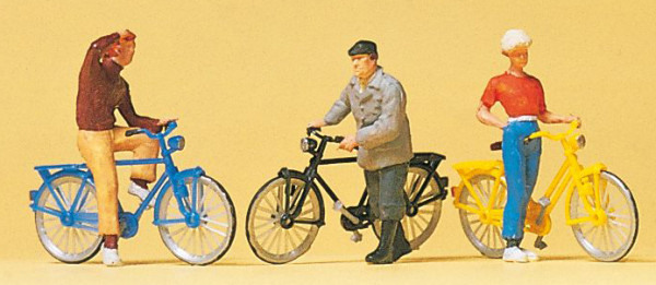 Preiser 10515 - Stehende Radfahrer am Bahnübergang 3 teilig