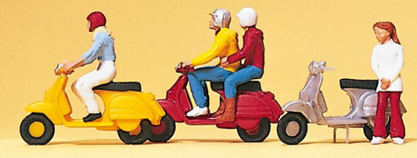 Preiser 10128 - Motorroller »Vespa«-Fahrer 3 teilig