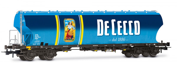 Rivarossi HR6692 - FS, Getreidesilowagen „De Cecco”, runde Seitenwände, hellblaue Farbgebung