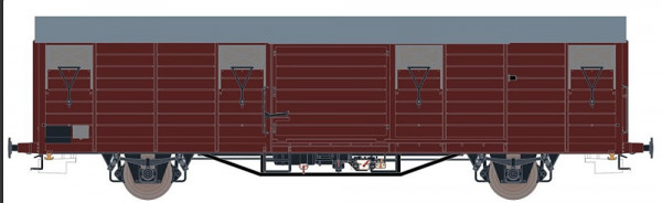 Exacttrain 20744 - DR Postwagen Gbqrss[1742], 7 Sicken, Tür mit Verstärkung, Epoche IV (zu öffnende