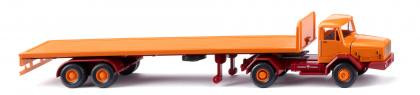 Wiking 055409 - Faun Flachpritschensattelzug gelborange 1965-77