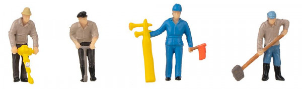 Faller 180238 - Set "Gleisbauarbeiter&Tremolo" Figuren mit Mini-Sound-Effekt, 4 St.