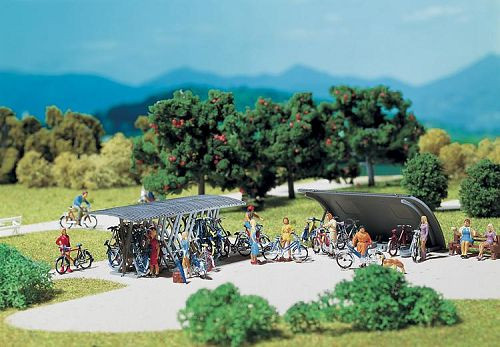 Faller 272535 - 2 Fahrradständer mit Fahrrädern